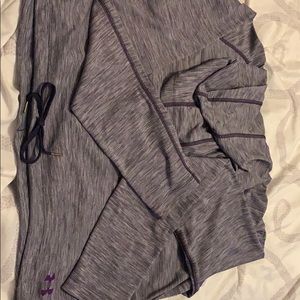 Long sleeve purple mesh shirt with hood